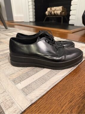 Prada Black Leather Platform Derby Oxfords